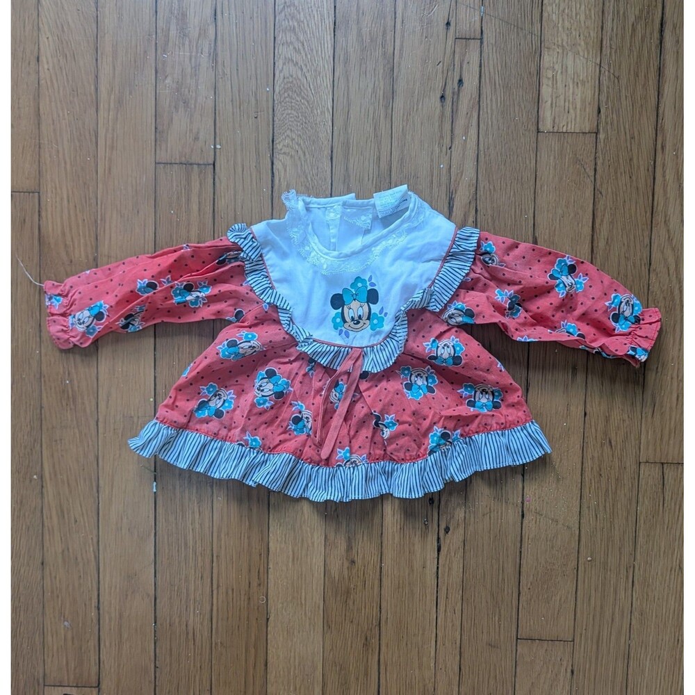 Vintage Disney Babies Minnie Mouse Long Sleeve Top Baby Girls 0-6 Months
